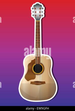 Gitarre, Akustik, braun, Vektor-illustration Stock Vektor