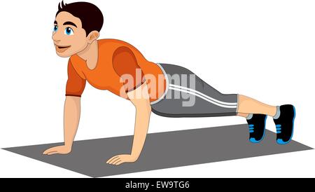 Ausübung, Mann doing Push-ups, Vektor-illustration Stock Vektor