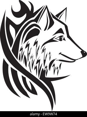 Tattoo-Design von Wolfskopf, Vintage gravierten Abbildung. Stock Vektor
