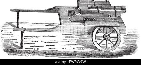 Alten graviert Abbildung der Bombardierung Kampagnen aus dem fünfzehnten Jahrhundert. Industrielle Enzyklopädie E.-O. Lami? 1875. Stock Vektor