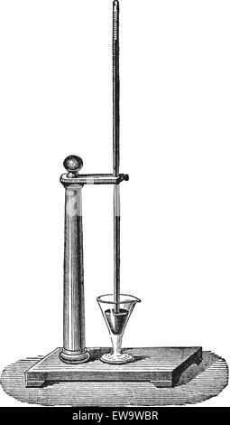 Alten graviert Abbildung der Demonstration des Barometers. Industrielle Enzyklopädie E.-O. Lami - 1875. Stock Vektor