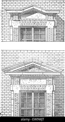 Schloss von Fontainebleau in Frankreich Paris, Frankreich, mit dekorativen Backstein in seiner äußeren, Vintage eingravierten Abbildung. Industrielle Lexikon - E.O. Lami - 1875 Stock Vektor