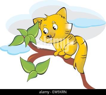 Eichhörnchen oder Sciuridae, süß und gelb, auf einem Ast, Vektor-illustration Stock Vektor