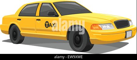 Vektor-Illustration gelbes Taxi auf weißem Hintergrund. Stock Vektor