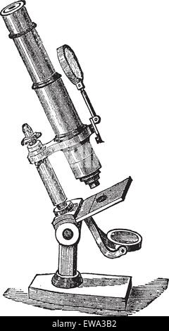 Mikroskop verfassen, graviert Vintage Illustration.  Trousset Enzyklopädie (1886-1891). Stock Vektor