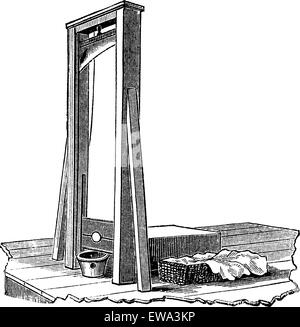 Guillotine isoliert auf weißem, Vintage gravierten Abbildung. Trousset Enzyklopädie (1886-1891). Stock Vektor