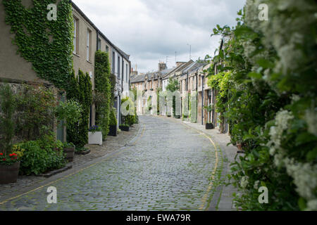 Straße Zirkus Kopfsteinpflaster in Edinburgh, Schottland Stockfoto