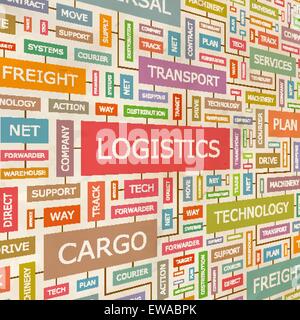 LOGISTIK. Konzept verwandte Wörter in Tag-Cloud. Konzeptionelle Info-Text Grafik. Wort-Collage. Stock Vektor