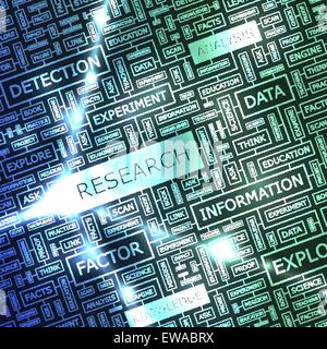 FORSCHUNG. Wort-Wolke-Abbildung. Tag Cloud-Konzept Collage. Stock Vektor
