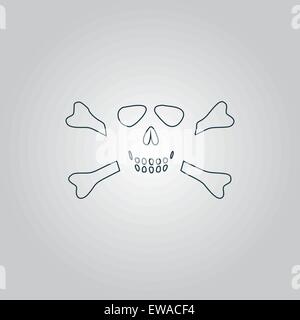 Cartoon-Totenkopf mit Knochen Vektor icon Stock Vektor