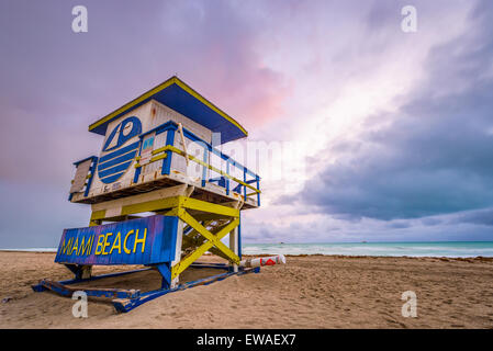 Miami Beach, Florida, USA leben Wachturm. Stockfoto