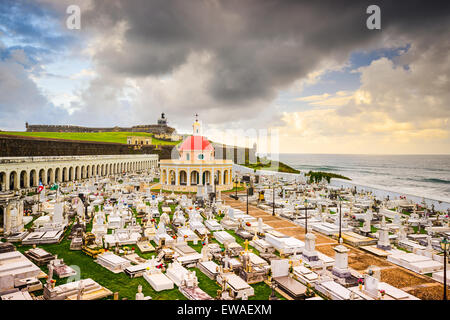 San Juan, Puerto Rico historischen Friedhof von Fort San Felipe Del Morro. Stockfoto