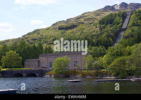 Sloy Wasserkraftwerk, Loch Lomond Inveruglas entnommen. Stockfoto