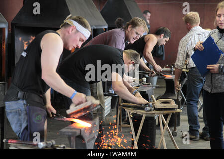 Edinburgh, UK. 21. Juni 2015. Royal Highland Showground Inglston Edinburgh.  Finaltag Hufschmied Veranstaltungen. Hufschmied-Wettbewerb am Finaltag. Bildnachweis: ALAN OLIVER/Alamy Live-Nachrichten Stockfoto