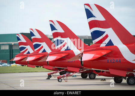 Die Royal Air Force Red Arrows Kunstflugstaffel Heckflügel Stockfoto