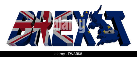 Brexit Text mit britischen und EU-Fahnen Abbildung Stockfoto