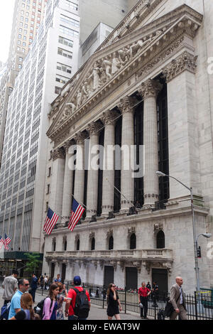 Der New Yorker Börse an der Wall Street, die weltweit größte Börse, NYC, senken Sie Manhattan, Vereinigte Staaten von Amerika. USA. Stockfoto