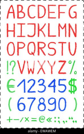 Öl-Pastell Kreide-Alphabet. Stock Vektor