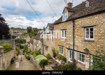 Chipping-Schritte, einen Weg neben 17. und 18. Jahrhundert Häuser, Tetbury, einer kleinen Stadt in der Cotswold District of Gloucestershire Stockfoto