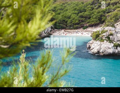 Blick auf Macarelleta Strand von Menorca, Spanien. Stockfoto