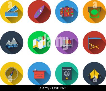 Reihe von Reise-Icons im flat Design. 10 EPS-Vektor-Illustration mit Transparenz. Stock Vektor