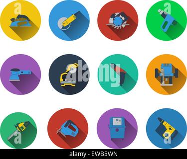 Set von Elektroarbeiten Werkzeuge Icons im flat Design. 10 EPS-Vektor-Illustration mit Transparenz. Stock Vektor