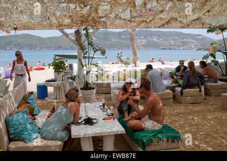 Griechenland, Kykladen, Mykonos, Panormos, Panormos Beach Restaurant Stockfoto