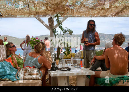 Griechenland, Kykladen, Mykonos, Panormos, Panormos Beach Restaurant Stockfoto