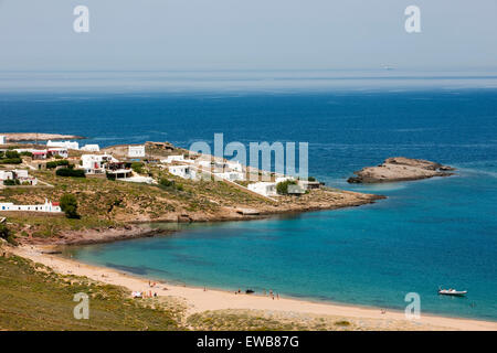 Griechenland, Kykladen, Mykonos, Agios Sostis, Noch Unorganisierter Strang. Stockfoto