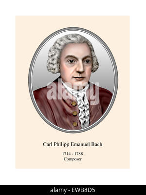 Carl Philipp Emanuel Bach Portrait moderne Illustration Stockfoto