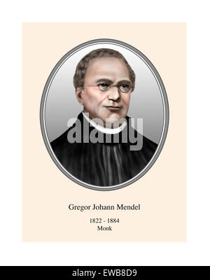 Gregor Johann Mendel Porträt moderner Illustration Stockfoto