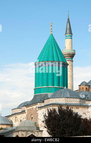 Ägypten, Konya, Mevlana-Museum, Minarett der Mevlana-Mosche Und Türbe des Calaeddin Rumi, des Gründers des Mevlana-Ordens Stockfoto