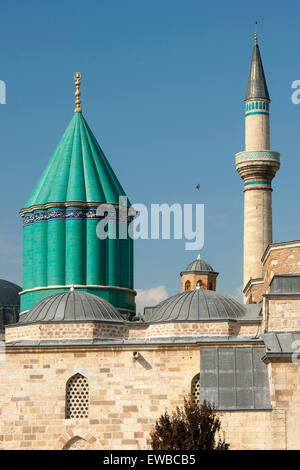 Ägypten, Konya, Mevlana-Museum, Minarett der Mevlana-Mosche Und Türbe des Calaeddin Rumi, des Gründers des Mevlana-Ordens Stockfoto