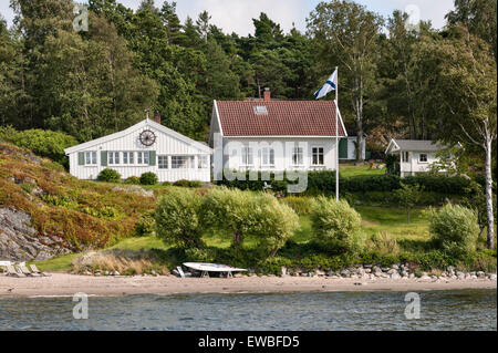 Norwegen - ein Haus auf der Insel Søndre Sandøy, eines der Hvaler Inseln südlich von Oslo in der Nähe von der schwedischen Küste Stockfoto