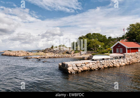 Norwegen - Kai auf der Insel Søndre Sandøy, eines der Hvaler Inseln südlich von Oslo in der Nähe von der schwedischen Küste Stockfoto