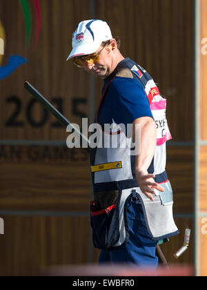 Baku, Aserbaidschan. 21. Juni 2015. Jan Sychra aus Tschechien tritt im Herren Skeet Shooting Qualifikation Tag2 in Baku 2015 1. European Games in Baku, Aserbaidschan, 21. Juni 2015. © David Tanecek/CTK Foto/Alamy Live-Nachrichten Stockfoto