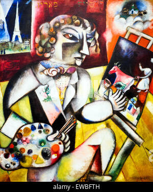Selbstportrait mit sieben Finger Marc Chagall 1912-1913 Öl auf Leinwand Stockfoto
