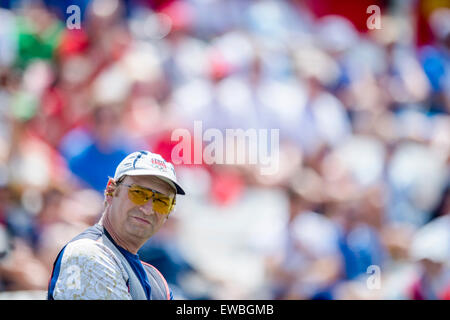Baku, Aserbaidschan. 21. Juni 2015. Jan Sychra aus Tschechien tritt im Herren Tontaubenschießen final in Baku 2015 1. European Games in Baku, Aserbaidschan, 21. Juni 2015. Bildnachweis: David Tanecek/CTK Foto/Alamy Live-Nachrichten Stockfoto