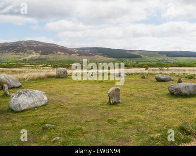 Machrie Moor Steinkreis Fingal Kessel Sitz Isle of Arran Schottland bekannteste archäologische Website auf Arran mit 6 separaten Steinkreise Stockfoto