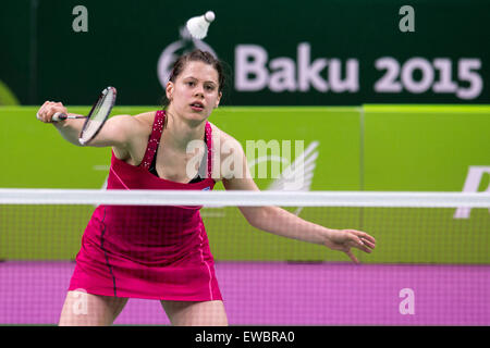 Baku, Aserbaidschan. 22. Juni 2015. Kristina Gavnholt der Tschechischen Republik konkurriert in Badminton Frauen spielen Gruppe G Gruppenspiel in Baku 2015 1. European Games in Baku, Aserbaidschan, am 22. Juni 2015. Bildnachweis: CTK/Alamy Live-Nachrichten Stockfoto