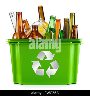 Recycling-Konzept - bin voll von Glas Stockfoto