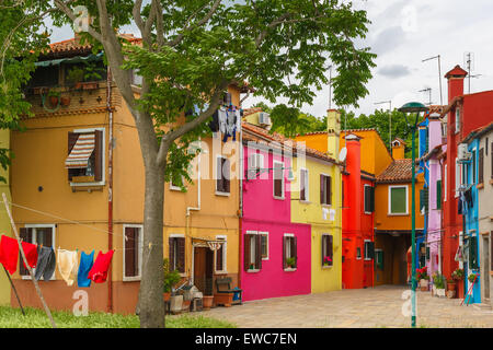 Bunte Häuser auf Burano, Venedig, Italien Stockfoto