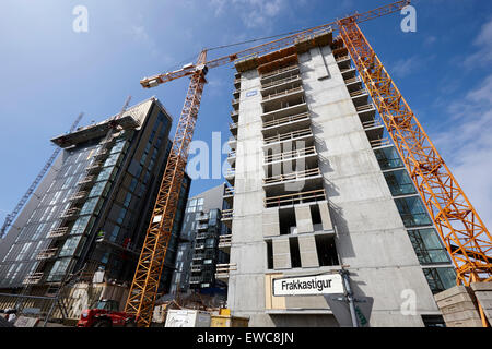 Skuggahverfi Hochhaus-Wohnanlage unter Bau Reykjavik Island Stockfoto