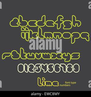 Satz von Kalk Stil Alphabet Buchstaben und Ziffern auf grauem Hintergrund isoliert. Vektor-Schrift-Art-design Stock Vektor