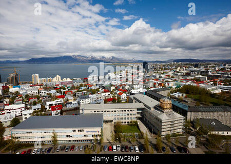 Luftaufnahme, Blick nach Norden über die Stadt Reykjavik Island Stockfoto