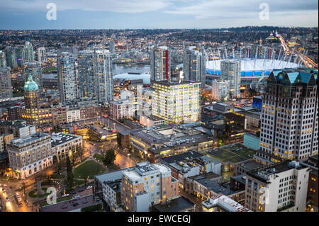 Blick auf die Skyline von Vancouver aus Vancouver Lookout. Stockfoto