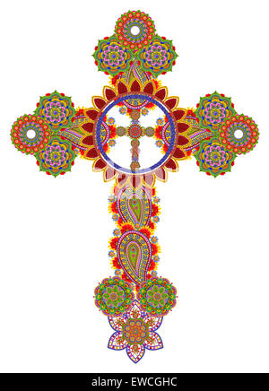 Heiligen sanfte Kreuz mein Gott und Messias Jesus Christus gemacht von Sommerblumen. Isolierte handgefertigte collage Stockfoto