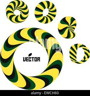 Reihe von abstrakten 3d vector Icons solche Embleme. 3D Armbänder oder Ringe. Abstrakte geometrische Form. Optische Kunst. Stock Vektor