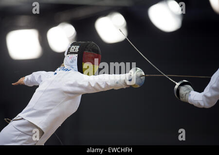 Baku, Aserbaidschan. 23. Juni 2015. Deutschlands Britta Heidemann konkurriert in das Fechten - Frauen individuelle Degen Pool runden bei den Baku 2015 europäischen spielen in Baku Crystal Hall in Baku, Aserbaidschan, 23. Juni 2015. Bildnachweis: Dpa picture Alliance/Alamy Live News Stockfoto