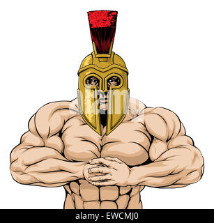 Trojan, spartan oder römischen Gladiator Maskottchen Charakter oder Sport Maskottchen bereit für einen Kampf Stockfoto